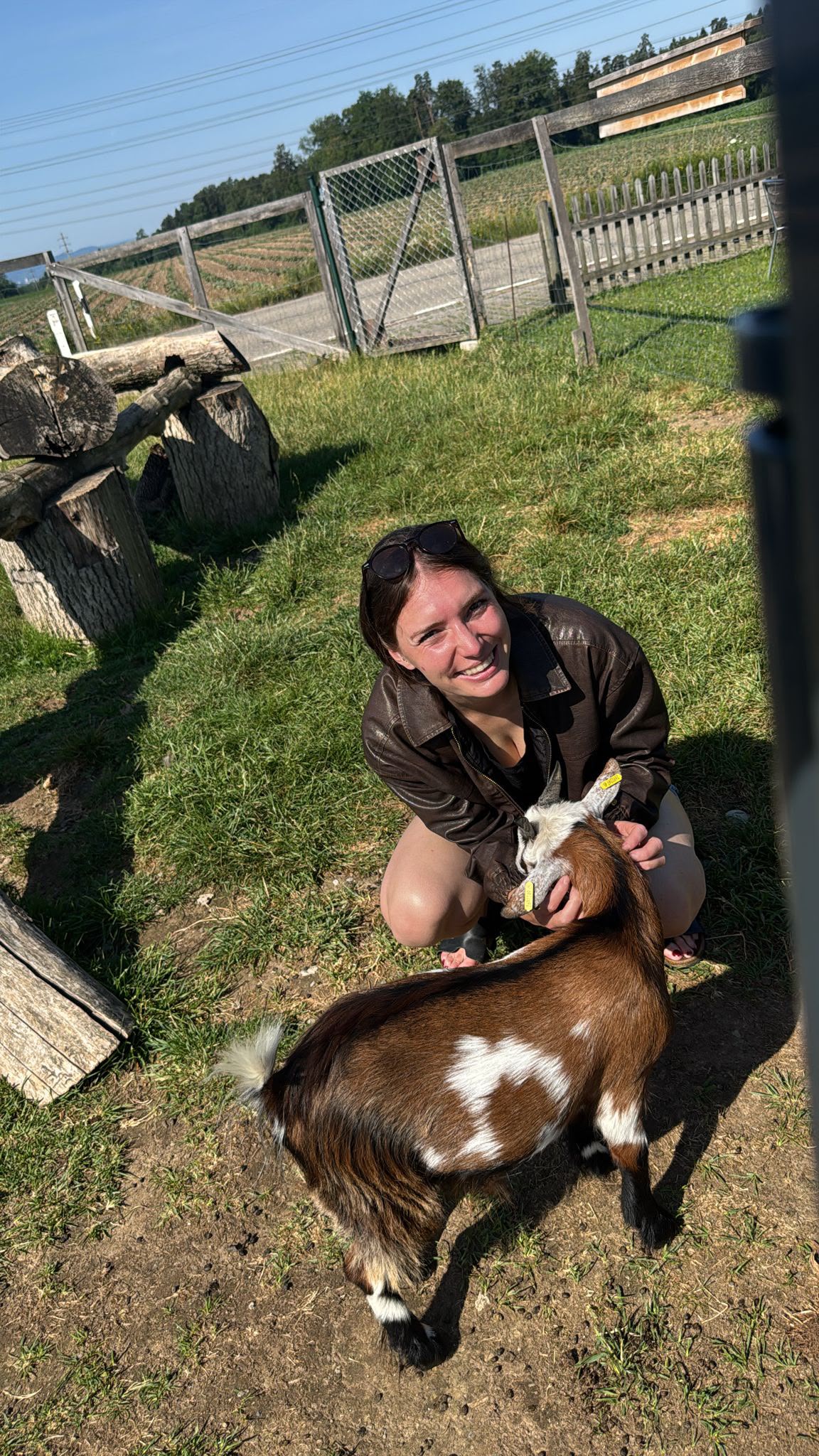Sybille Fritz with a goat